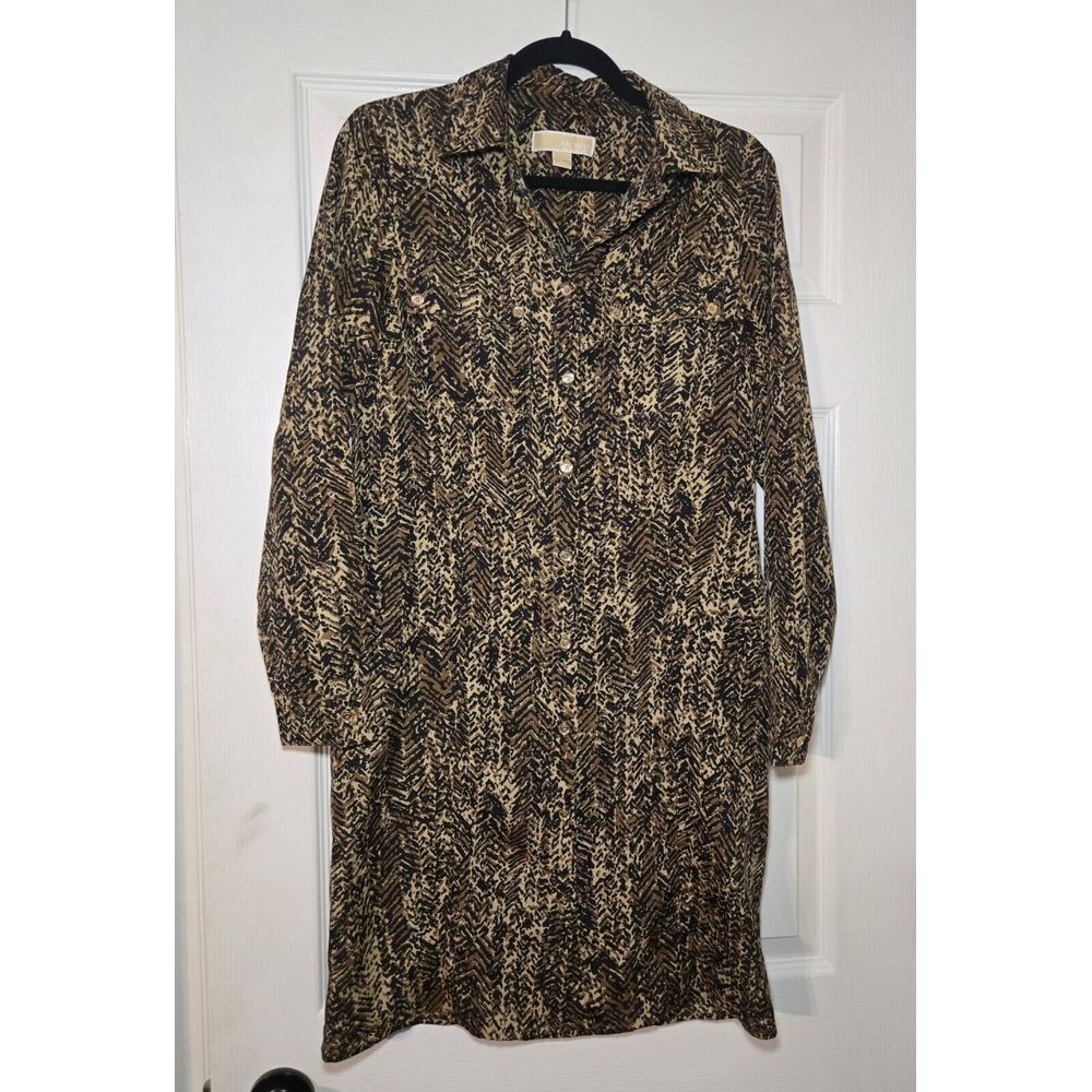 Michael Kors Womens Sz 6 Animal Leopard Cheetah Print Dress Button Down NO BELT